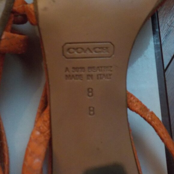 Like New Coach Sandals in Tangerine printed Python Leather SZ 8B - Picture 12 of 13